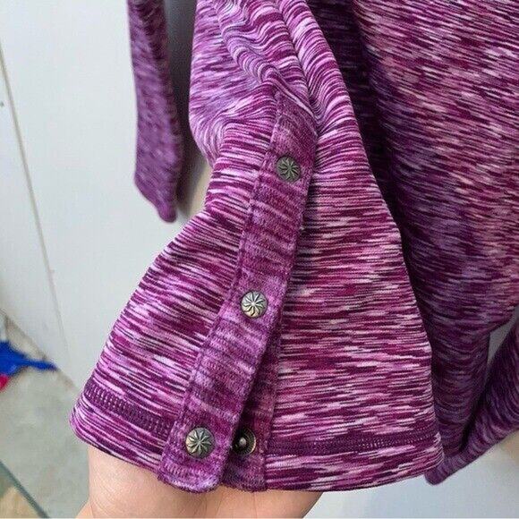 Athleta Coastal Purple Pink Heathered Fleece Pullover Cowl Neck - Picture 6 of 7